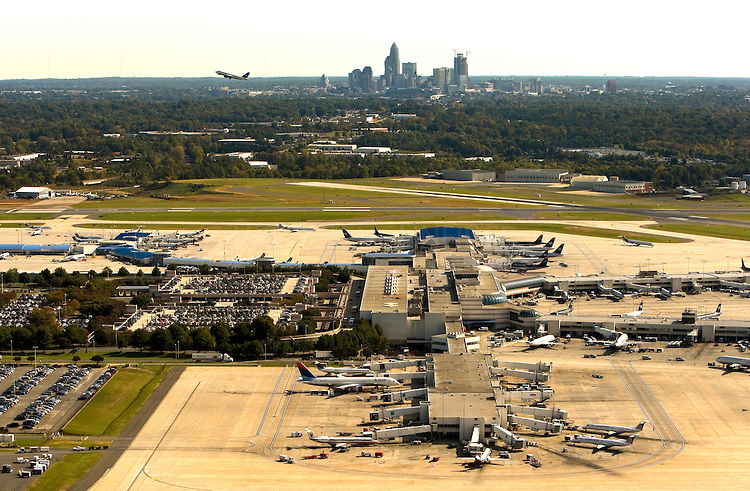 Aerial photo of Charlotte Douglas International Airport, taken October 2008.