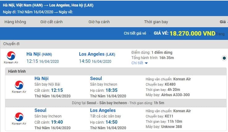 vé máy bay từ Hà Nội đi Los Angeles 