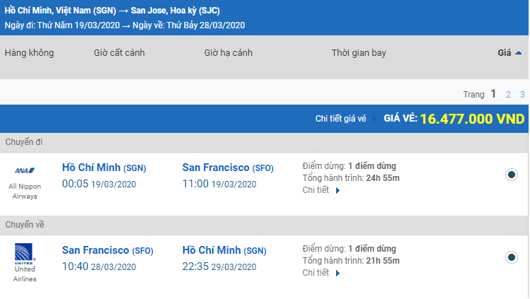 Giá Vé máy bay đi San Jose từ TP.Hồ Chí Minh