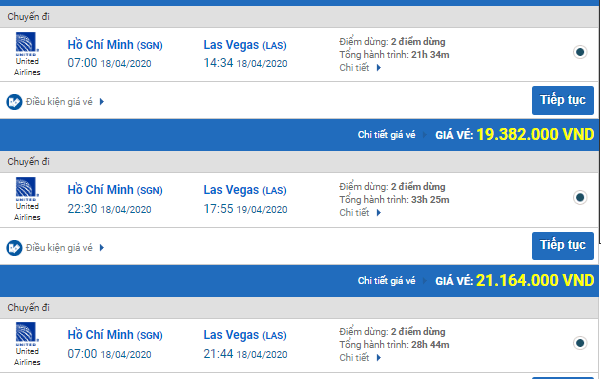 Vé máy bay United đi Las Vegas