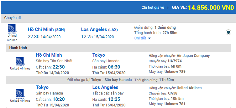 Vé máy bay United Airlines đi Los Angeles