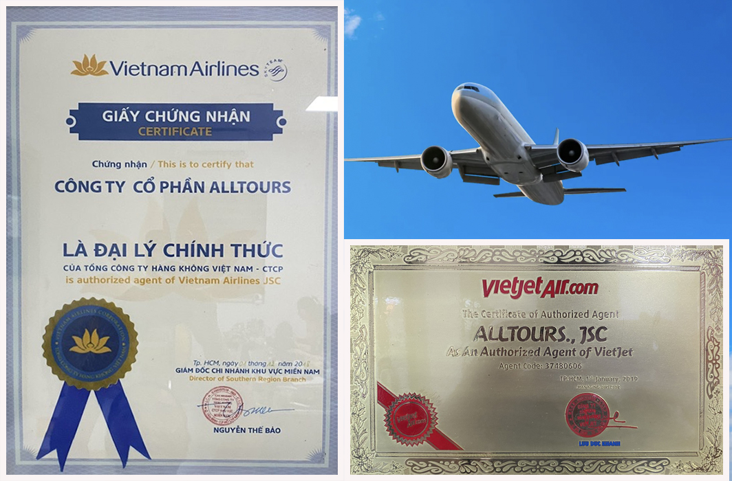 Giấy chứng nhận Alltours là Đại lý cẩp 1 của các Hãng hàng không
